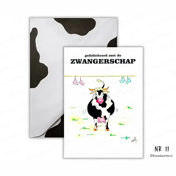 11 gefeliciteerd met de zwangerschap koeienkaart particulier wenskaart koe cartoon kaart