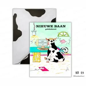 29 nieuwe baan gefeliciteerd koeienkaart particulier wenskaart koe cartoon kaart