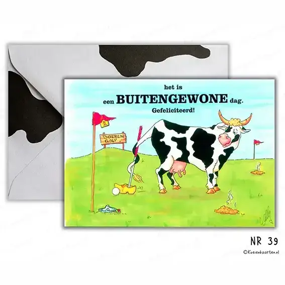 39 het is een buitengewone dag gefeliciteerd koeienkaart particulier wenskaart koe cartoon kaart