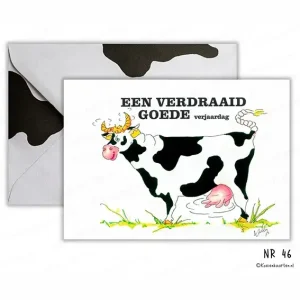 46 een verdraaid goede verjaardag koeienkaart particulier wenskaart koe cartoon kaart