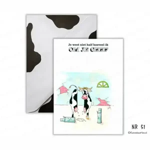 51 ik geef om je koeienkaart particulier wenskaart koe cartoon kaart