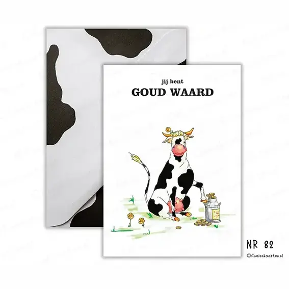 82 goud waard koeienkaart particulier wenskaart koe cartoon kaart