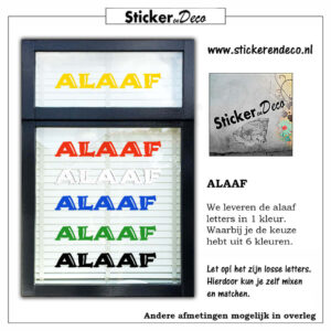 ALAAF letters raamsticker herbruikbaar k