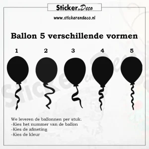 Raamsticker ballon herbruikbaar 5 verschillende