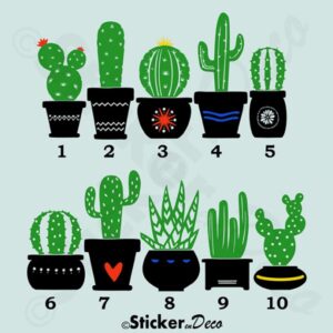 Cactus raamsticker herbruikbaar gekleurd