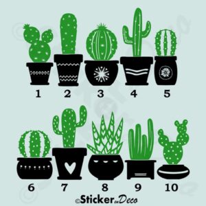 Cactus raamsticker herbruikbaar tekening groen zwart figuur