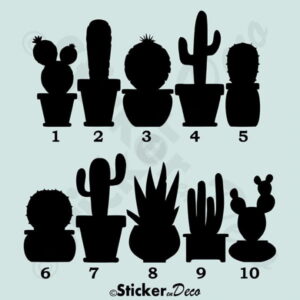 Cactus raamsticker herbruikbaar zwart wit silhouette