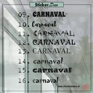 Carnaval Letters raamstickers herbruikbaar statische vinyl 2