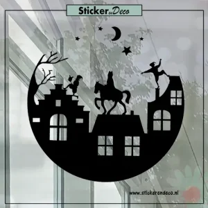 Cirkel Sinterklaas raamsticker zwart Sticker en Deco