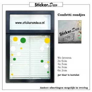 Confetti Rond per kleur raamsticker herbruikbaar