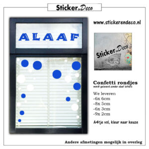 Confetti Rondjes a4 blauw wit raamsticker herbruikbaar