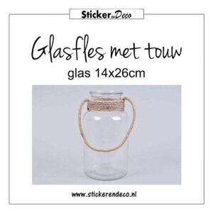 Glasfles met touw 14x26