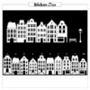Raamsticker Grachtenpand huisjes van statiche herbruikbare vinyl