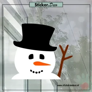 KERST Mr Snowman Raamsticker gluur sneeuwpop herbruikbaar