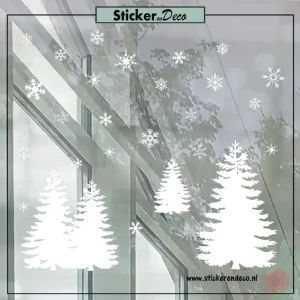 KERST Raamsticker kerstboom set van 3 herbruikbaar wit