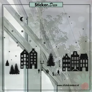 KERST Raamsticker set 4 in 1 winter zwart