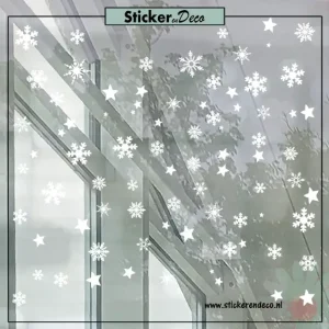 KERST Raamsticker sneeuwvlokken en sterren wit