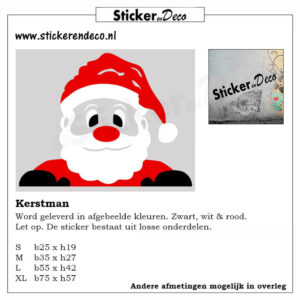 Santa Claus kerstman Gluur kerstmannetje raamsticker herbruikbaar