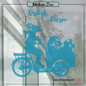 Paashaas bakfiets paaseieren T blauw