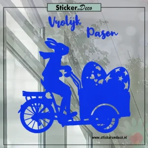 Paashaas bakfiets paaseieren blauw