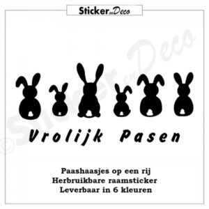 Paashaas op een rij herbruikbare raamsticker