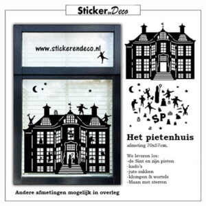 Raamsticker Pietenhuis herbruikbare raamsticker sinterklaas