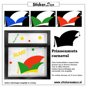 Carnaval Prinsenmuts van herbruikbare raamsticker