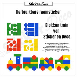 Blokken trein raamsticker herbruikbare raamfolie