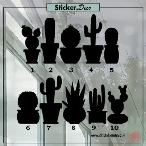 Raamsticker Cactus silhouet vormen zwart