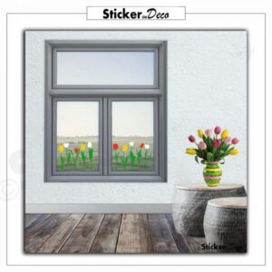 Raamsticker Tulpen kleur herbruikbaar S&D