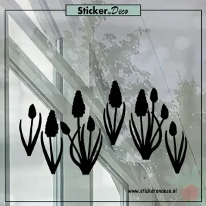 Raamsticker blauwe druifjes zwart
