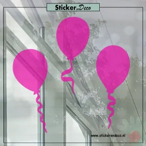 Raamsticker carnaval ballon set van 3 roze