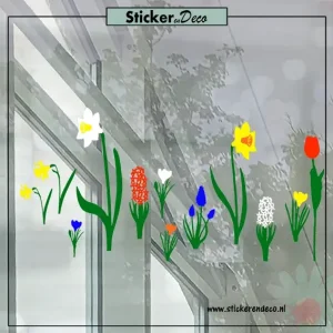 Raamsticker voorjaar bloeiers lente gekleurde full color