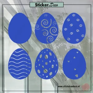 Raamsticker pasen Paasei set Mix blauw