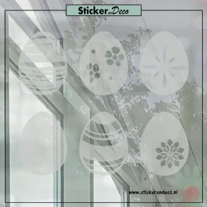 Raamsticker pasen Paasei set flower edge