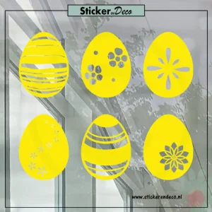 Raamsticker pasen Paasei set flower geel