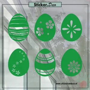 Raamsticker pasen Paasei set flower groen