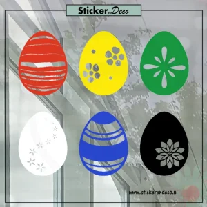 Raamsticker pasen Paasei set flower kleuren mix