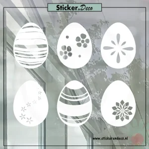 Raamsticker pasen Paasei set flower wit