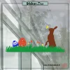 Raamsticker pasen lente gras strook haas en eieren full color