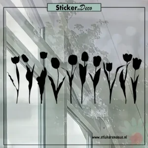 Raamsticker tulpen sierlijke tulpjes echt Nederlands zwart