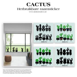 Cactus raamsticker herbruikbaar collage