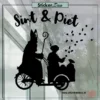 Sinterklaas Raamsticker bakfiets met fietsende sint en piet in de bak vrolijke Sint raamdecoratie zwart