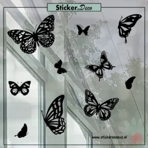 Raamstickers vlinder set Vlinders raamsticker herbruikbaar raamdeco zwart