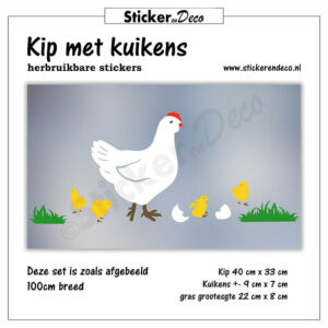 kip met kuikens raamsticker herbruikbare vinyl