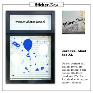 Carnaval Alaaf rraamsticker Set XL kies je 3 kleuren