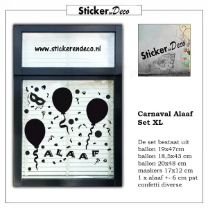 raamsticker Carnaval Alaaf Set XL zwart