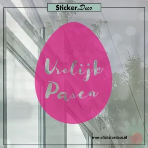 raamsticker Pasen Paasei XL roze