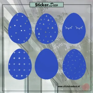 raamsticker Pasen Paasei hip blauw