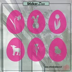 raamsticker Pasen Paasei lente T roze